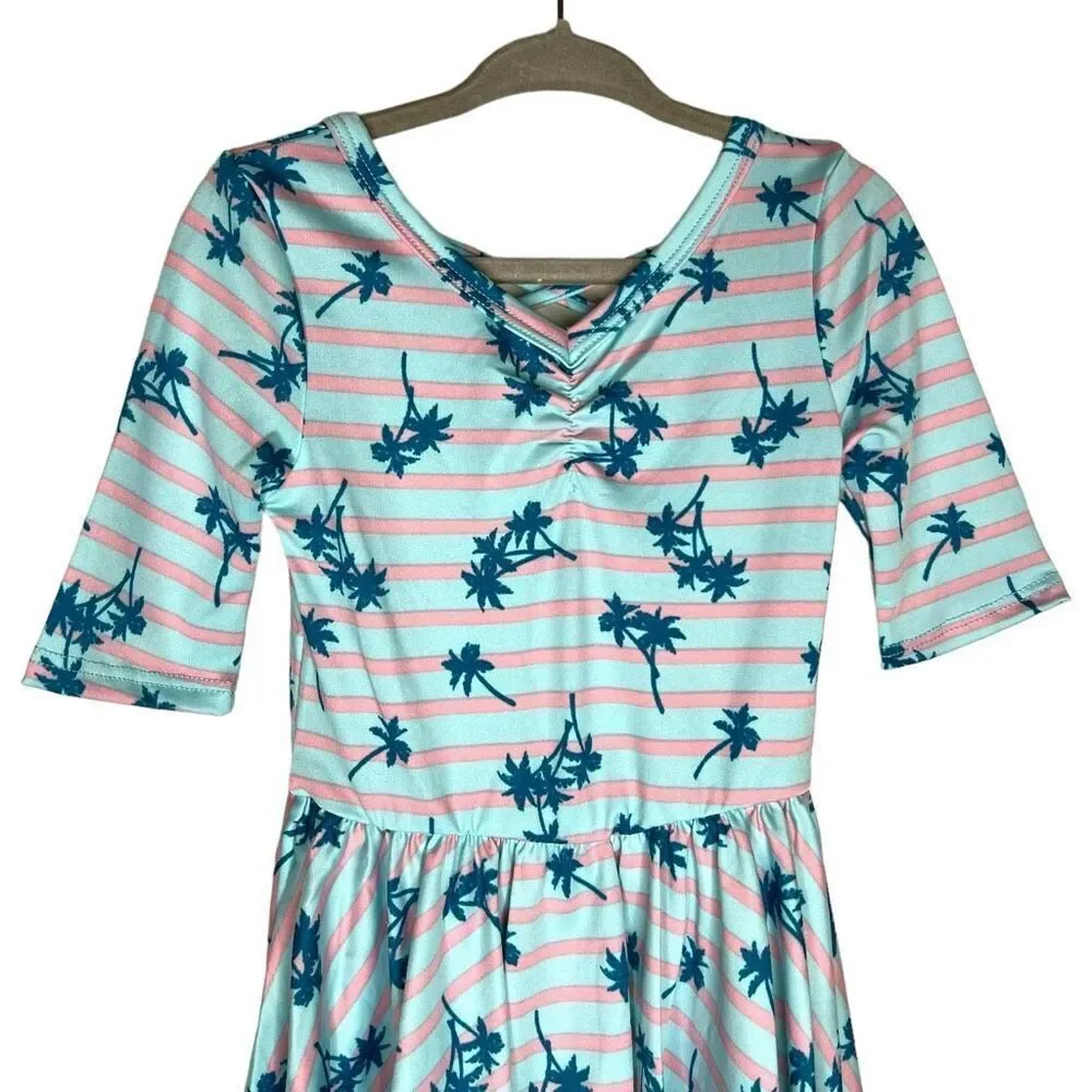 NEW Dot Dot Smile Blue Stripe Palm Tree Ballerina Dress 2T